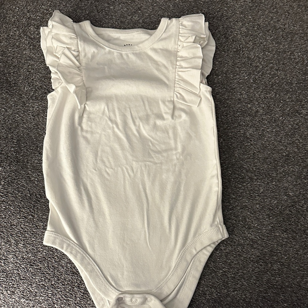 Cat & Jack White Ruffle Sleeve One-Piece Bodysuit